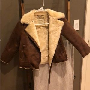 Girls leather and faux fur jacket
